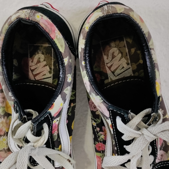 VANS Off The Wall Old Skool Black Suede Floral Skate Sneakers Women Size 5 - Picture 12 of 12